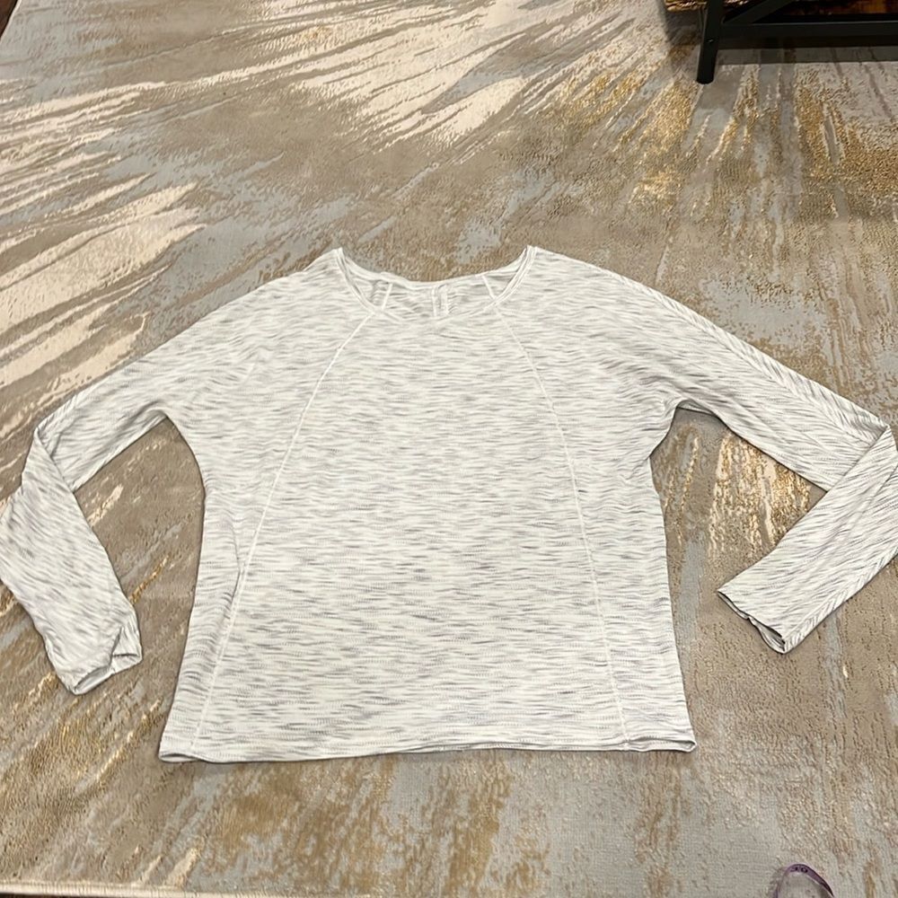 Lululemon Set To Sweat Long Sleeve Size 10 Tiger Space Dye Hail White